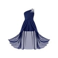 thumbnail image 3 of CHICTRY Kids Flower Girl Dress One Shoulder Ruched Bodice Romper Dress Wedding Birthday Party Maxi Ball Gown Navy Blue 8, 3 of 7