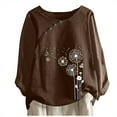 thumbnail image 2 of ESSSUT Hauts pour Femmes Liquidation Tendances Blouse Décontractée à Boutons Imprimé Floral Manches Courtes T-Shirt Marron L, 2 of 4