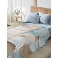 thumbnail image 5 of Twin Flat Sheet 66"x96", Blue Beige Soft Lightweight Bedding Flat Sheets Only, Modern Abstract Color Blocks Brushed Microfiber Top Bed Sheet, Breathable StainResistant Bedsheets, 5 of 9