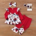 thumbnail image 2 of TOWED22 Toddler Girl Clothes Ruffle Shoulder Top+Floral Pants Toddler Girls Outfits 2 Piece Sets,Red,9-12 M, 2 of 9