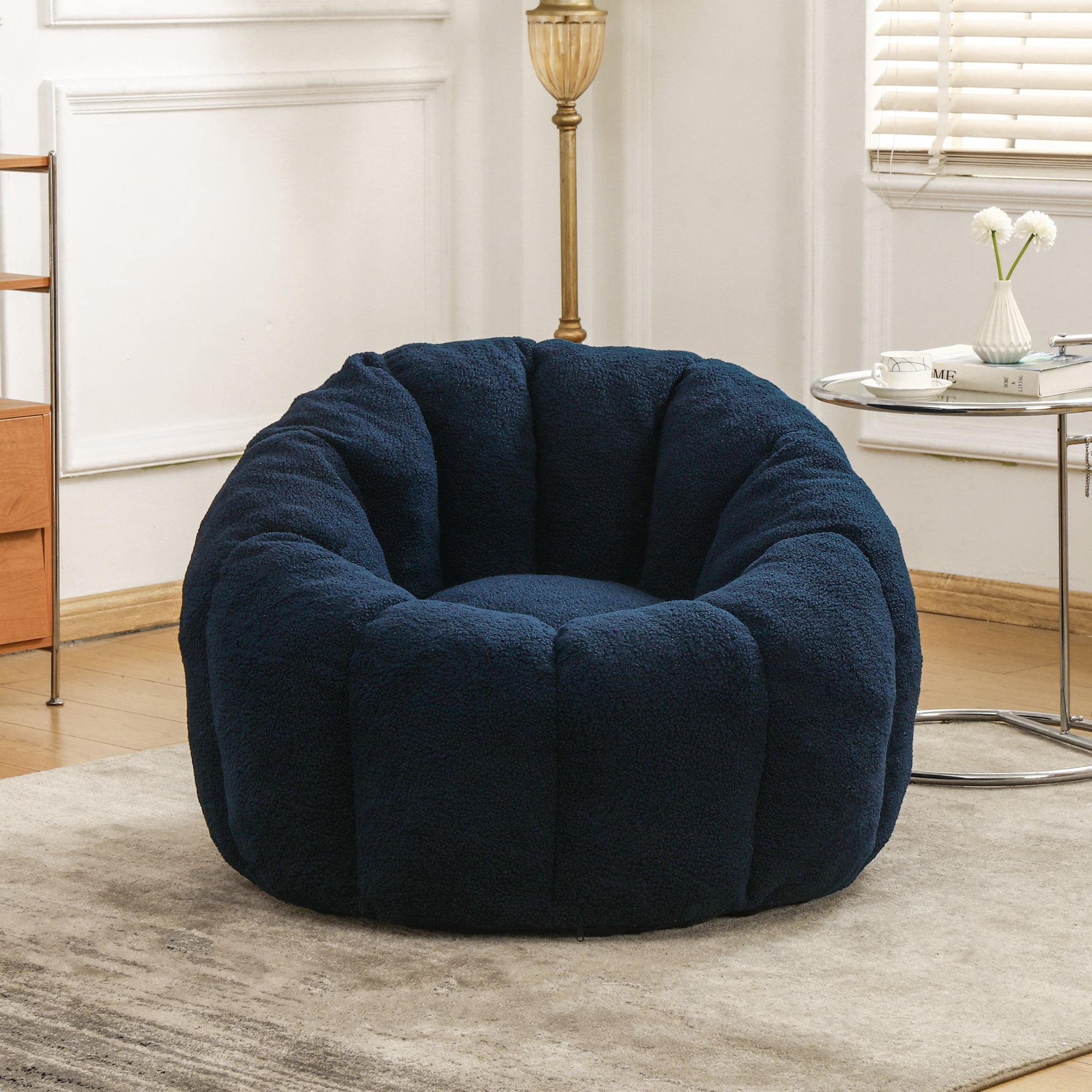 Jopath Bean Bag Chair for Adults and Kids,Oversized Bean Bag Sofa with Armrests Stuffed High-Density Foam,Lazy Sofa Floor Sofa for Living Room Bedroom,Dark Blue