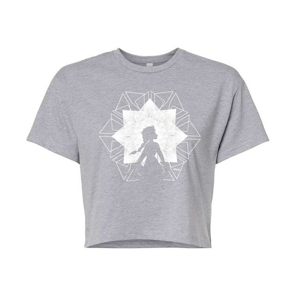 Disney Frozen 2 - Elsa Snowflake - Juniors Cropped Cotton Blend T-Shirt