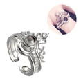 thumbnail image 3 of EeaseMX Anillo de proyección 2 en 1 con 100 idiomas de "Te amo", circonita en forma de corona, joyería de cobre, regalo para pareja (plata), 3 of 7