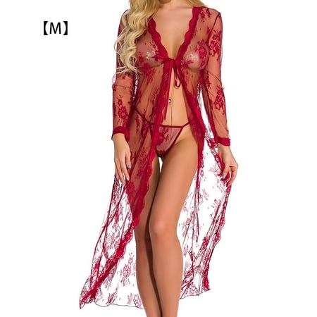 

Amart Women Sexy Lace Up Underwear Set Lace Nightgown Lingerie Suit
