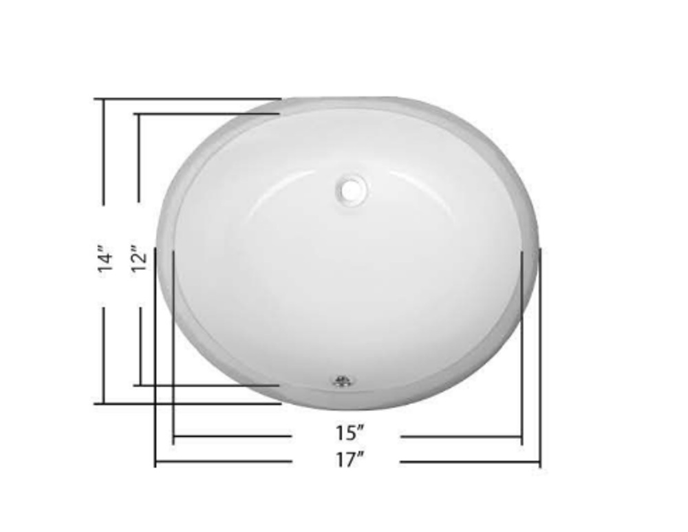 Magnolia Sinks 15" x 12" White Oval Porcelain Ceramic Undermount Bathroom Vanity Vessel Sink