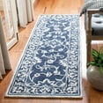 thumbnail image 2 of SAFAVIEH Micro-Loop Kevin Floral Bordered Area Rug, Navy/Taupe, 5' x 5' Round, 2 of 10