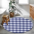 thumbnail image 3 of Round Rugs 4Ft, Navy Blue Checkered Round Area Rug Washable Indoor Throw Carpet, Farmhouse Blue White Buffalo Plaid Soft Non Slip Circle Rug for Kitchen Nursery Room Home Decor Aesthetic, 3 of 8