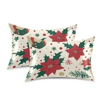 Yayeee Pillowcase King Size Set of 2 Satin Wrinkle Resistant Pillow Case, Christmas Floral