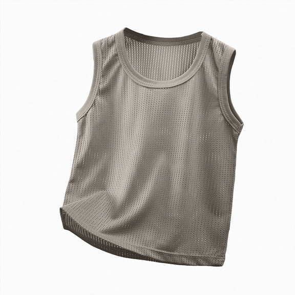 dmqupv Kids Clothes Boys Kids Summer Hollow Mesh Thin Breathable Cotton Sleeveless Tank Tops Grey,2-3 Years