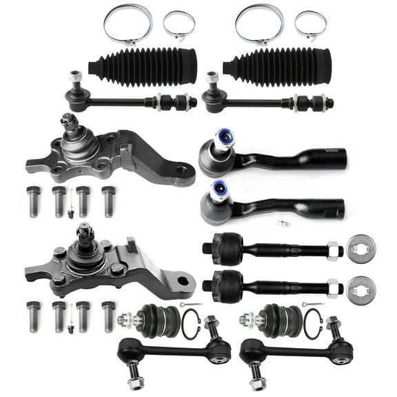 SCITOO 14pcs Front Suspension Kit Left Right Inner Outer Tie Rod End Ball Joint Rear Sway Bars Steering Rack Boot fit for Toyota for Sequoia 2001-2002 4550309270 ES3564 ES3565 EV800444 K750013 K90255