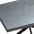 thumbnail image 5 of 70 Inch Retro Rectangular Stretch Dining Table, Stone Top and Black Relief Plate, Black Fine Sand Cross Iron Foot Base Dining Table with Storage Box, Black, 5 of 9