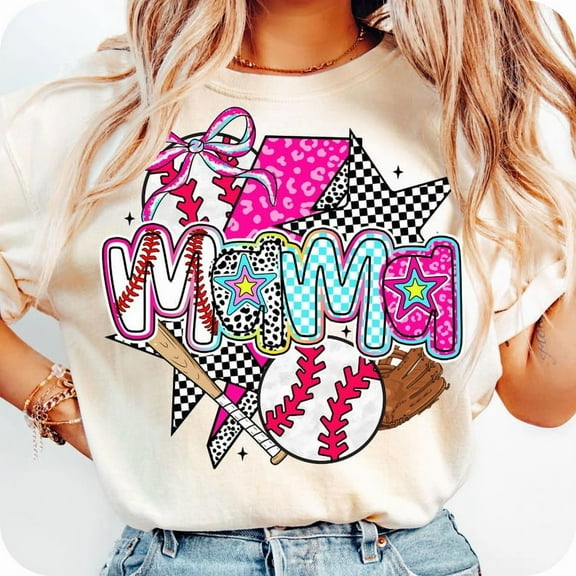 Baseball Mama Coquette T-Shirt, Preppy Baseball Tee, Brushstroke Baseball Shirt, Baseball Bow Tee, Baseball Mama Shirt, Game Day T-Shirt