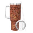 thumbnail image 2 of 40zo Ice Bar Cup With Handle Double Insulation Large Capacity Rust Prevention For Daily Travel And Other Scenes Tiger Print Style Darkred_1, 2 of 8