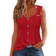 thumbnail image 2 of BVOFAR Summer Eyelet Embroidery Tank Tops for Women 2025 Solid Color Button Down Shirts Casual Sleeveless V Neck Tops, 2 of 7
