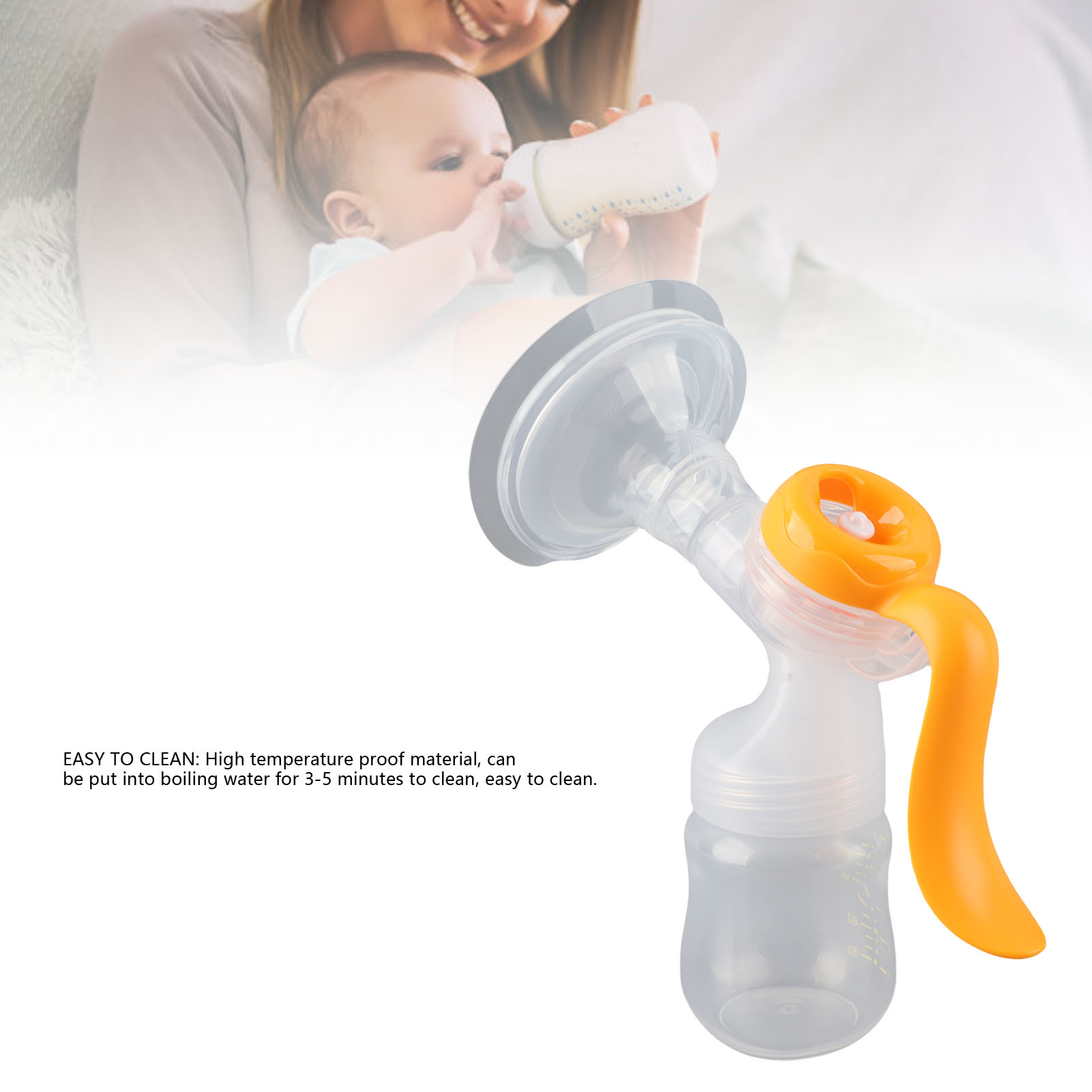 Xirurus Manual Breast Pump Milk Collector with Strong Suction and Heat Proof Silicone Flange Portable Breastfeeding Pump 9.84 inches / 25 cm