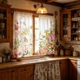 thumbnail image 5 of Celsvanis 2pcs Printed Kitchen Curtain, Short Translucent Floral Butterfly Romantic Window Drape, Spring Summer Decor For Home Kitchen Coffee Decoration 39"x27.5", 5 of 9