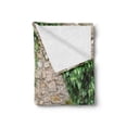 thumbnail image 2 of Brick Wall Soft Flannel Fleece Throw Blanket, Aged Old Stone Wall Partially Covered with Green Ivy Plant Growth Image, Cozy Plush for Indoor and Outdoor Use, 50" x 60", Beige Fern Green, by Ambesonne, 2 of 5