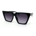 thumbnail image 2 of Womens Squared Rectangular Cat Eye Gothic Plastic Sunglasses Black Smoke, 2 of 4