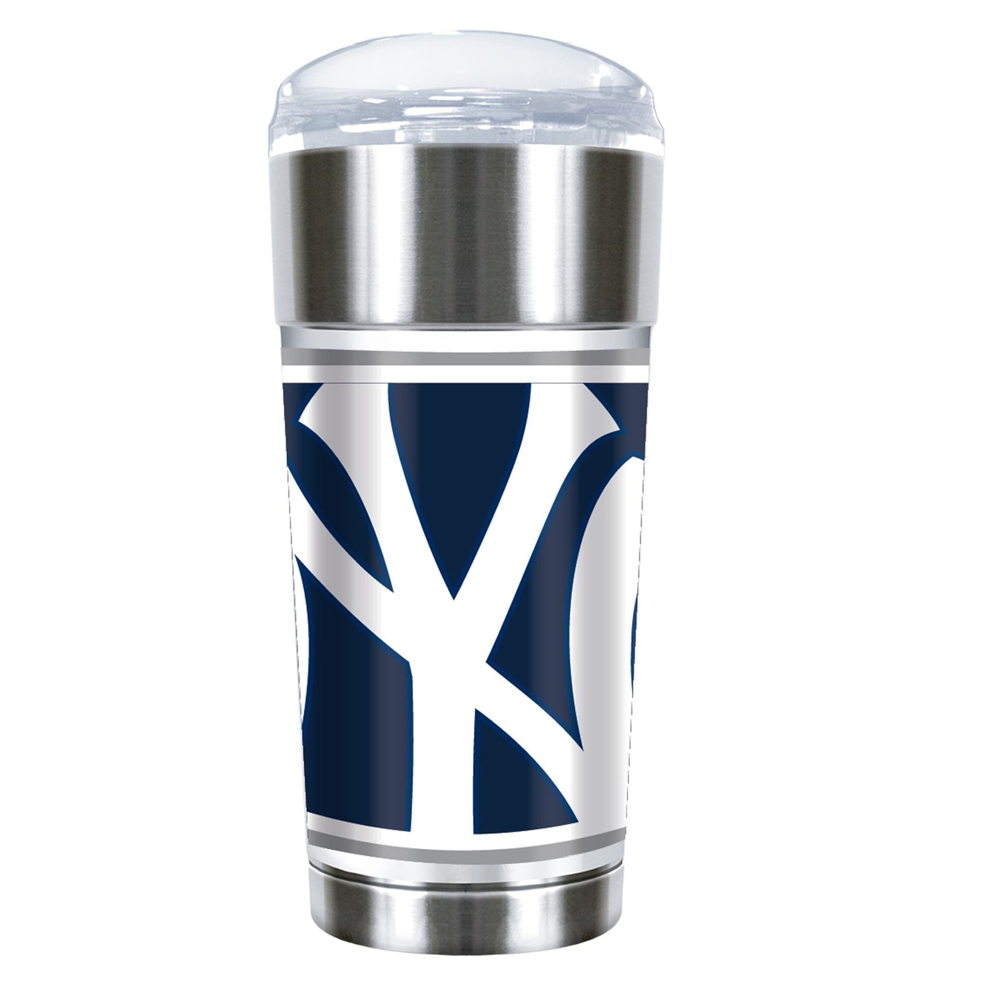Great American Products New York Yankees 16 oz Travel Tumbler with Metallic Honeycomb Design Wrap 