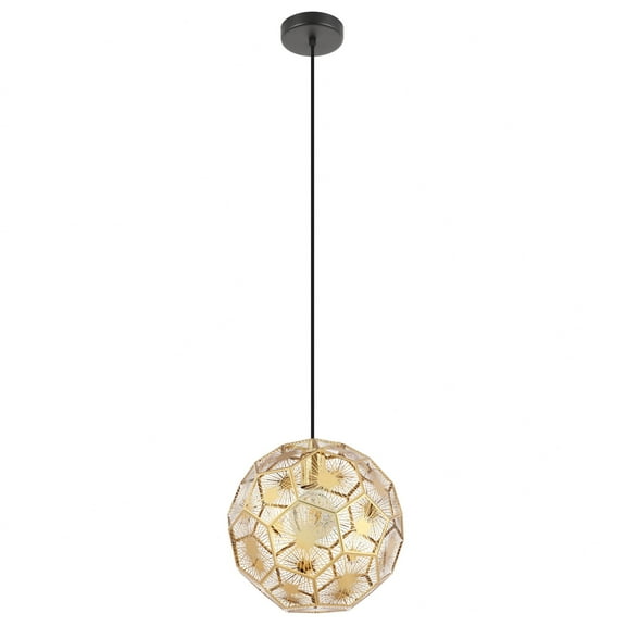 39754A-Eglo Lighting-Skoura - 1 Light Pendant-15.45 Inches Tall and 11.8 Inches Wide-Black/Brass Finish    -Traditional Installation