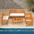 thumbnail image 4 of Costway 5 PCS Patio Furniture Set with Acacia Wood Frame & Removable Seat Cushions, 4 of 9