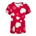 thumbnail image 4 of TIMIFIS Blouse d'Uniforme de Travail pour Femmes, Manches Courtes, Col en V, avec Poches - Rose Vif P, 4 of 5