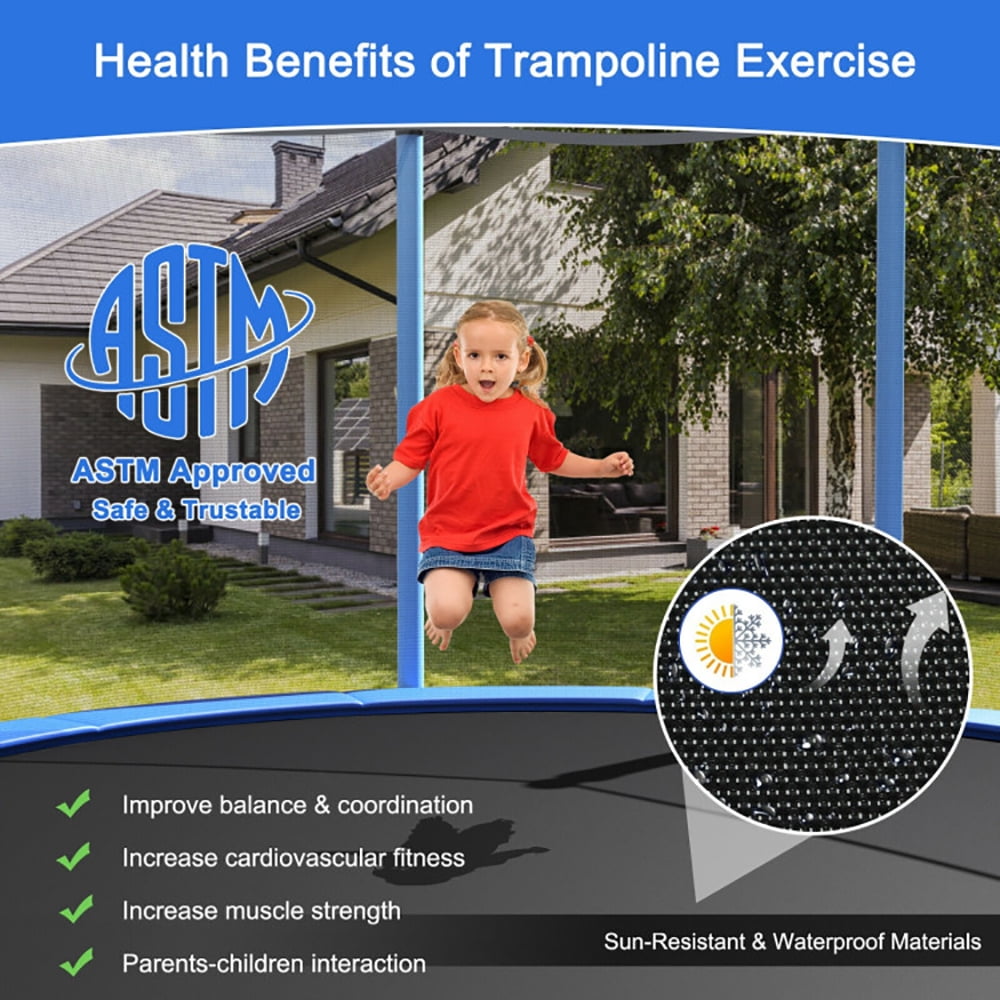 Aimee Lii Outdoor Trampoline with Safety Closure Net, Kids Recreational Trampolines, 8 ft