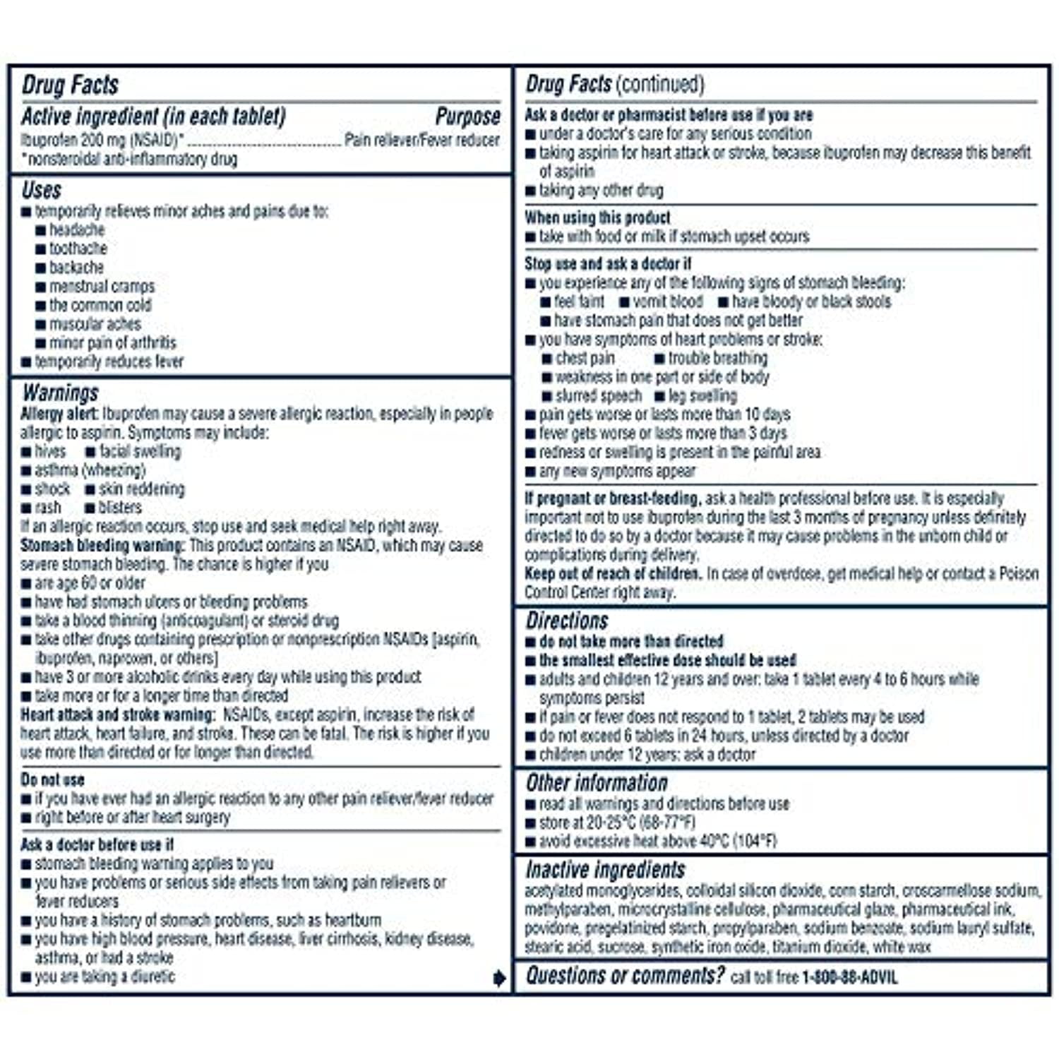 50 Packets of 2 Capsules Pain/Fever  Reliever Coated Tablet, Individually Sealed, 200mg Ibuprofen, Travel Pack (2 Pack)