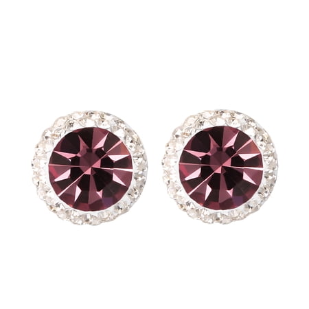 Hallmark Jewelry Women's Sterling Silver Crystal Birthstone Stud Earrings