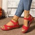 thumbnail image 2 of Sandales Compensées pour Femmes Respirantes Antidérapantes Sandales de Marche Bride à la Cheville Légères à Enfiler Chaussures Habillées Rouges Taille 8, 2 of 7