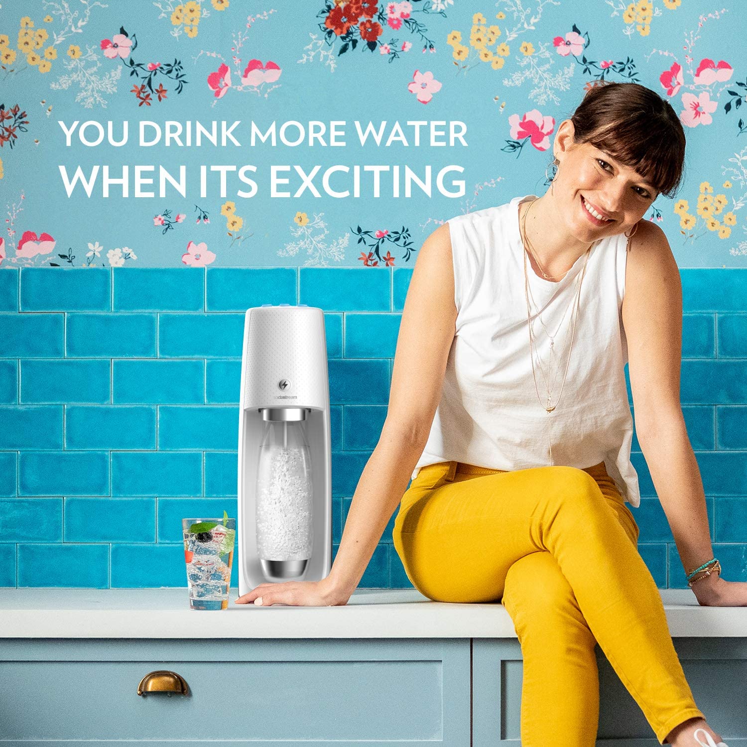 SodaStream One Touch Sparkling Water Maker (White) Bundle with CO2, 2 BPA free Bottles and 2 Fruit Drops - image 5 of 11