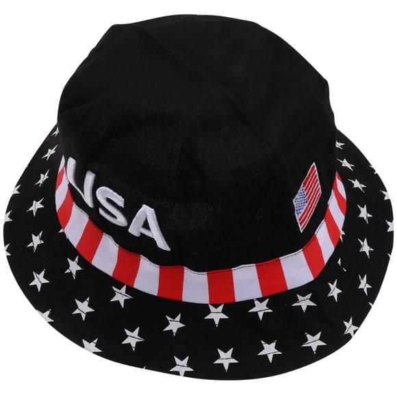Outdoor Bucket Hat Outdoor Travel Printing Sunshade Hat for Woman Man (Black)