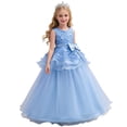 thumbnail image 2 of WPPGONE Girls 3D Flower Applique Tiered Gown Sleeveless Multi Layer Tulle Princess Formal Long Dress Dreamy Wedding Flower Girl First Communion School Evening Party Ball Gown Big Girls Dresses, 2 of 5