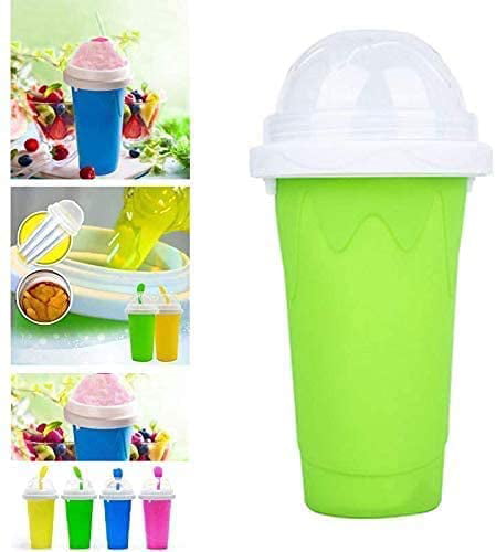 Slushie Maker Cup Quick Freeze Cooling Cup Double Layer Squeeze Cup DIY Ice Cream Maker Homemade Milk Shake Machine for Kids and Family Green 