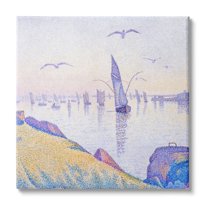 Stupell Industries Seagulls and Sailboat Coast Sunrise Morning Pointillism Painting, 24 x 24, Design by Steve Hunziker
