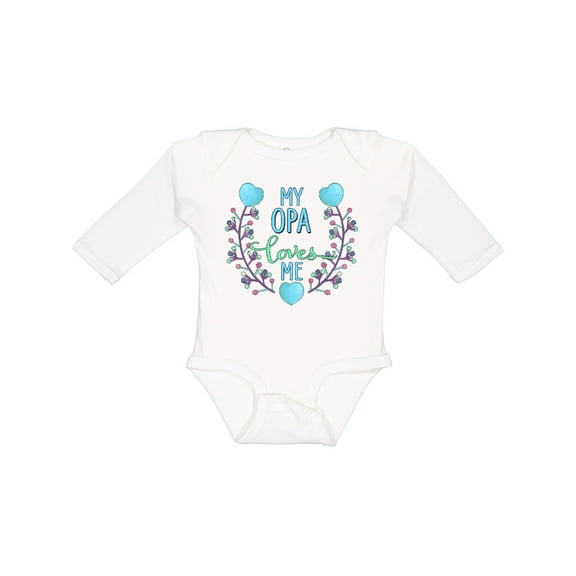 Inktastic My Opa Loves Me with Flowers and Hearts Boys or Girls Long Sleeve Baby Bodysuit