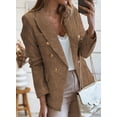 thumbnail image 3 of Womens Double Breasted Tweed Blazers Casual Long Sleeve Open Front Blazer Jackets Work Suits, 3 of 5