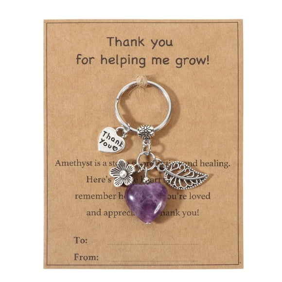 YSTIANN Teacher Appreciation Gifts, Natural Crystal Stone Keychain – End of Year Thank You Gift for Helping Me Grow WJ85-5660