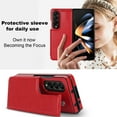 thumbnail image 6 of ELEHOLD Rugged Stand Wallet Case for Samsung Galaxy Z Fold4,with Card Holders Magnetic Button Kickstand Function Premium Leather Case for Samsung Galaxy Z Fold 4 2022,Red, 6 of 8