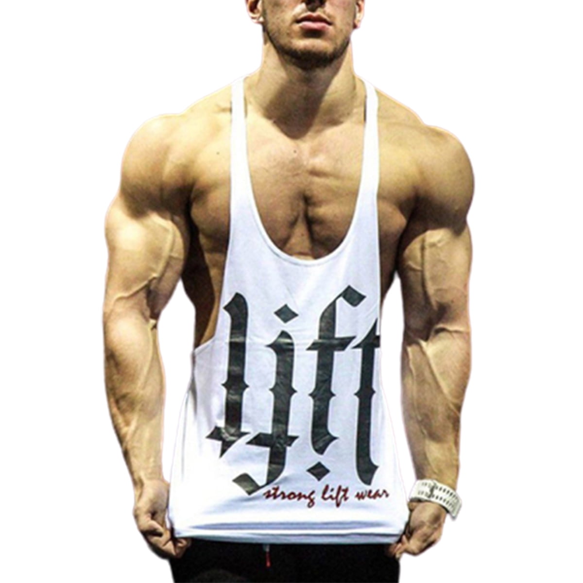 White, X-Large TAKIYA Mens Gym Stringer Tank Tops Bodybuilding Workout Fitness Muscle Vest Sleeveless Shirts