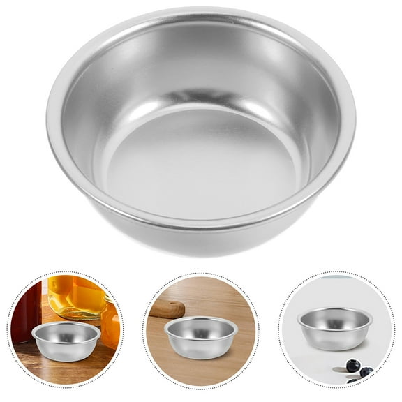 KALLORY  2Pcs Round Aluminum Sauce Dishes Easy Clean for Home and Restaurant