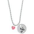 thumbnail image 1 of Delight Jewelry Acrylic 5/16" Pink Heart Silvertone Script Initial Disc - H - Charm Necklace, 20"+3", 1 of 4