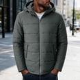 thumbnail image 4 of Men's Hooded Puffer Jacket Full Zip Padded Coat,Warm Windbreaker Fall Winter Outerwear Relaxed Comfy Daily Outing Wear,Gray,S, 4 of 9
