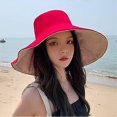 thumbnail image 3 of Women's Sun Hats Summer Beach UV Protection UPF Packable Wide Brim Chin Strap,Can be Worn on Both Sides Oversized Bucket Hat, 3 of 4