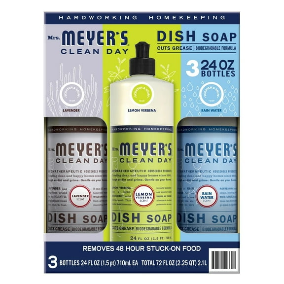 Mrs. Meyer's Clean Day Dish Soap, Variety Pack, 24 Fluid Ounce (Pack of 3)