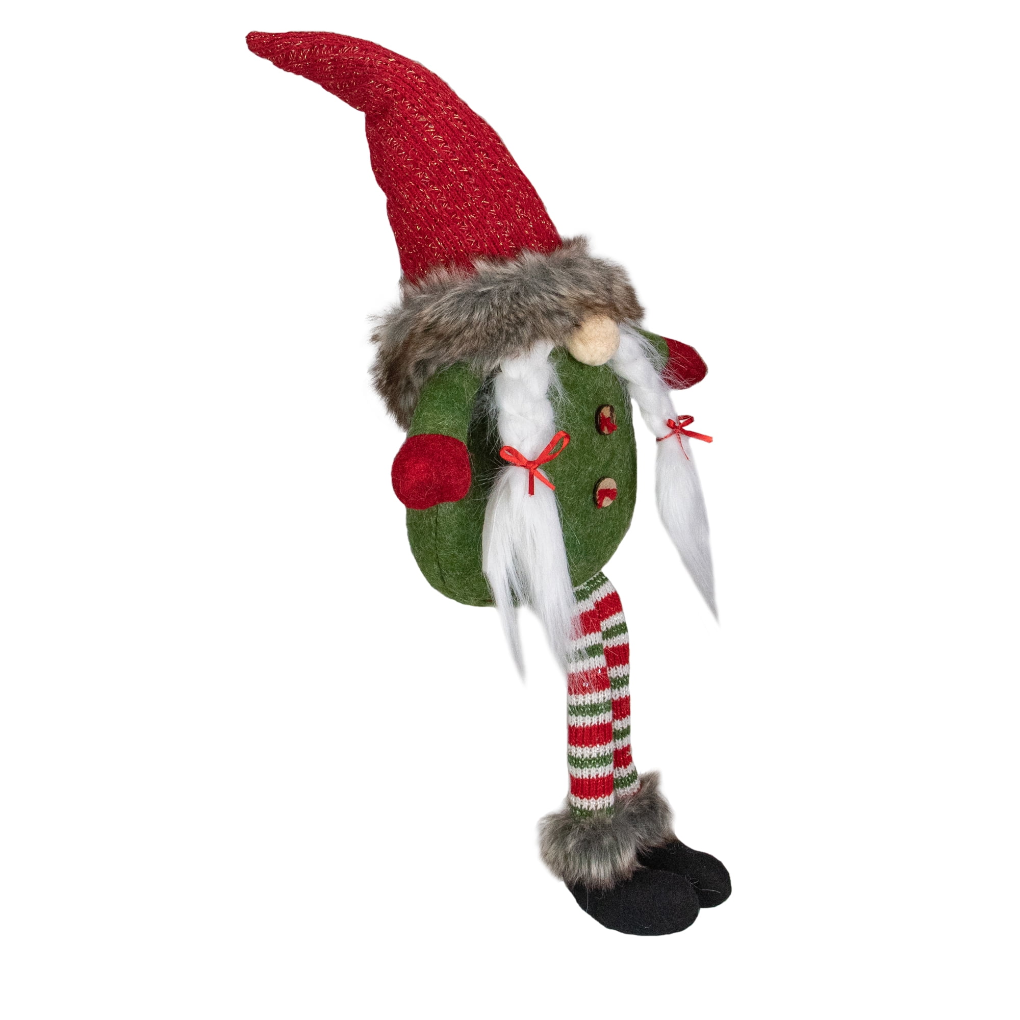 Northlight Sitting Female Gnome with Pigtails and Dangling Legs Christmas Figurine - 25"