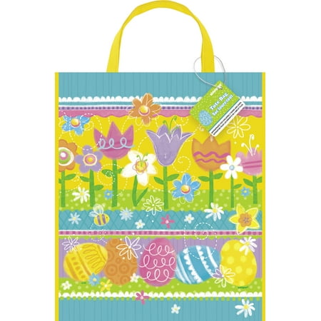 Unique Spring Theme Easter Egg Hunt Carrying Tote Plastic 13"x11" Favor Bag