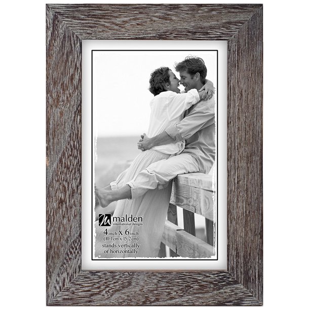 Linear Rustic Wood Picture Frame, 4x6, Rough Gray, Holds one photo By