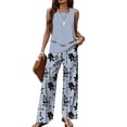 thumbnail image 2 of Women's 2-Piece Outfits Sets Summer Lounge Sets Floral Printed Wide-Leg Long Pants Travel Beach Vacation Outfits, 2 of 3