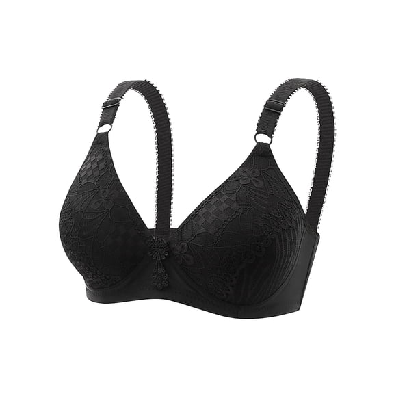 Joau Women's Floral Lace Minimizer Bras Comfort Wireless Bras Full Coverage Push Up Bra Lightly Lined T-Shirt Bra Everyday Bras
